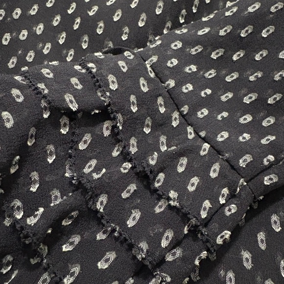 Rebecca Taylor Sheer, Feminine Navy Blue and White Clip Dot Silk/Viscose Blouse - Picture 15 of 15